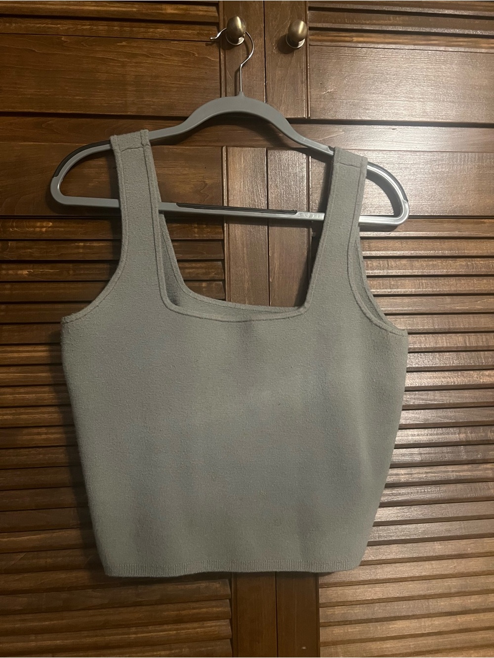 Abercrombie & Fitch Green Square-Neck Knit Crop Tank